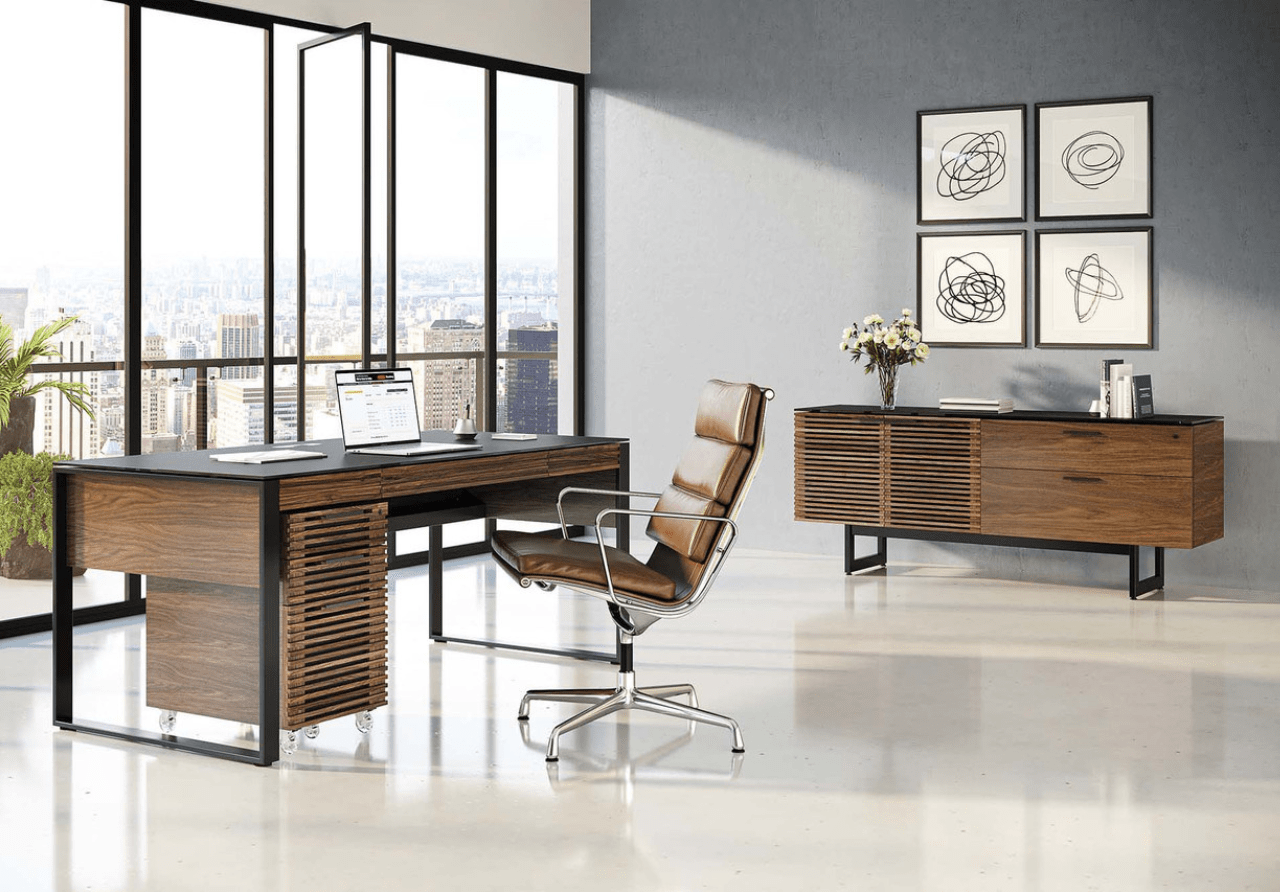 Corridor 6521 Executive Desk – Natural Walnut